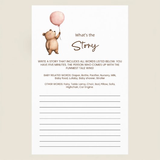 Cute Teddy Bear Baby Shower Story Writing Game チラシ