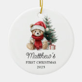 Cute Teddy Bear Baby's First Christmas セラミックオーナメント (正面)