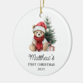 Cute Teddy Bear Baby's First Christmas セラミックオーナメント (左)