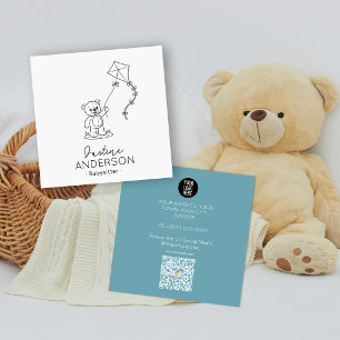 Cute Teddy Bear Babysitting Business Card Kite スクエア名刺