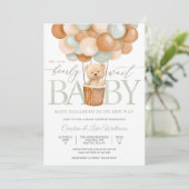Cute Teddy Bear Balloon Baby Shower Invitation 招待状 (スタンド正面)