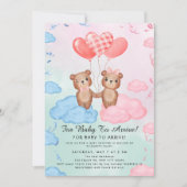 Cute Teddy Bear Balloon Theme 招待状 (正面)