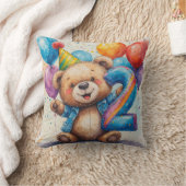 Cute Teddy Bear Birthday Celebration クッション (ブランケット)
