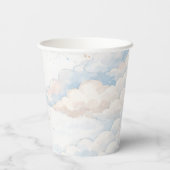 Cute Teddy Bear Blue Balloons Clouds Baby Boy 紙コップ (裏面)