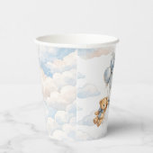Cute Teddy Bear Blue Balloons Clouds Baby Boy 紙コップ (右)