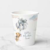 Cute Teddy Bear Blue Balloons Clouds Baby Boy 紙コップ (正面)