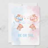 Cute Teddy Bear & Blue Pink Balloon Baby Shower 招待状 (裏面)