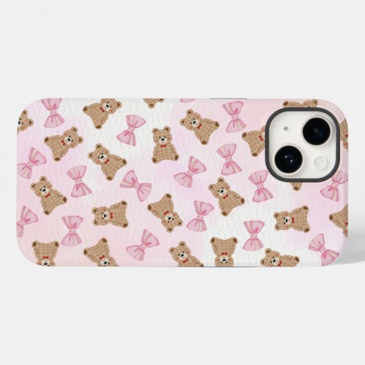 Cute Teddy bear & Bow iPhone 14 Case 🧸 Case-Mate iPhoneケース (裏面 (横))
