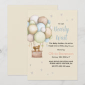 Cute Teddy Bear Boy baby shower 招待状 (正面/裏面)