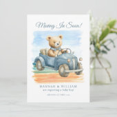 Cute Teddy Bear Boy Pregnancy 案内状 (スタンド正面)