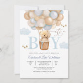 Cute Teddy Bear Boy Shower Invitation 招待状 (正面)