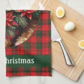 Cute Teddy Bear Christmas Add Name Mom Grandma キッチンタオル (四つ折り)