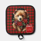 Cute Teddy Bear Christmas Add Name Mom Grandma 鍋敷き (正面)