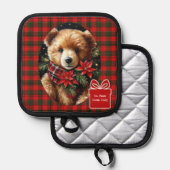 Cute Teddy Bear Christmas Add Name Mom Grandma 鍋敷き (正面/裏面)