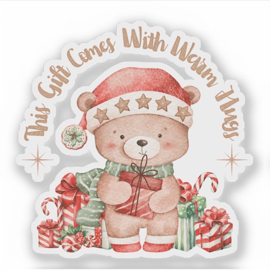 Cute Teddy Bear Christmas Sticker シール (正面)