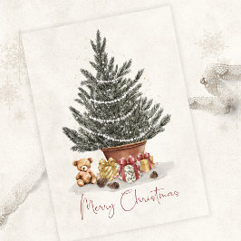 Cute Teddy Bear Christmas Tree Card カード