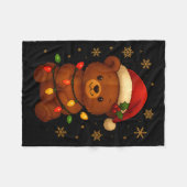 Cute Teddy Bear Christmas Tree Lights Santa Hat Fu フリースブランケット (正面(横))