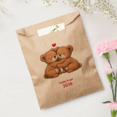 Cute Teddy Bear Couple in Love – Embroidered Style フェイバーバッグ (封をした状態)