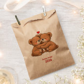 Cute Teddy Bear Couple in Love – Embroidered Style フェイバーバッグ (クリップ留めされた状態)