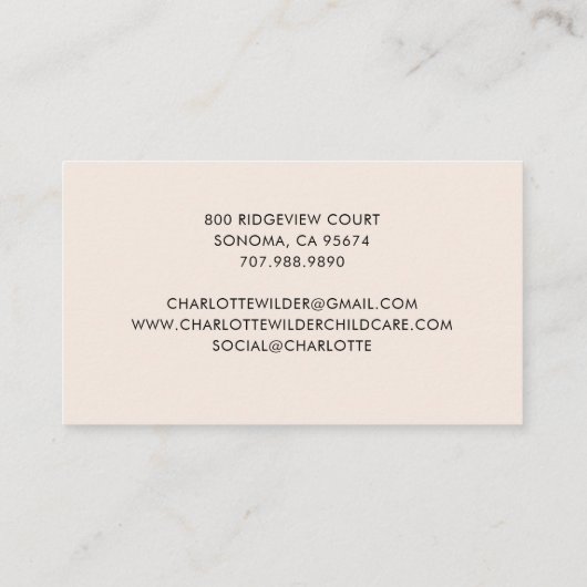 Cute Teddy Bear Daycare 名刺 (裏面)