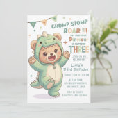 Cute Teddy Bear Dinosaur | Third Dinosaur Birthday 招待状 (スタンド正面)