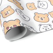 Cute Teddy Bear Gift Wrap for Kids & Baby Showers ラッピングペーパー (ロールコーナー)