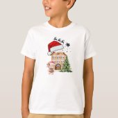 Cute Teddy Bear & Gingerbread House Whimsical Chri Tシャツ (正面)