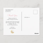 Cute Teddy Bear Gingham Girl Birth Announcement ポストカード (裏面)