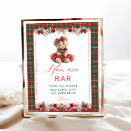 Cute Teddy Bear Girl Baby Shower Momosa Bar ポスター