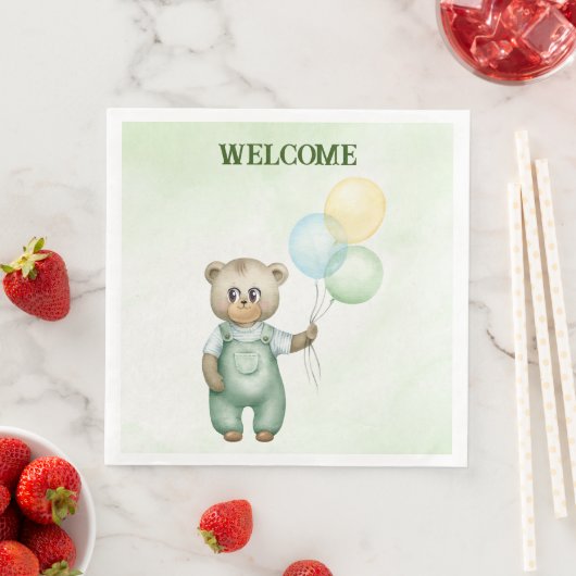 cute teddy bear green background (インサイチュ)