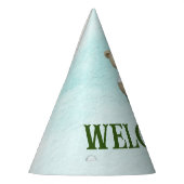 cute teddy bear green background パーティーハット (左)