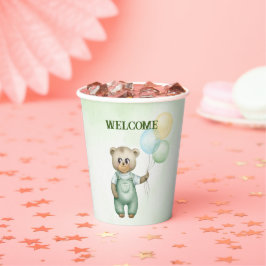 cute teddy bear green background 紙コップ