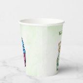 cute teddy bear green background 紙コップ (右)