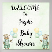 Cute teddy bear green wallpaper ポスター (正面)