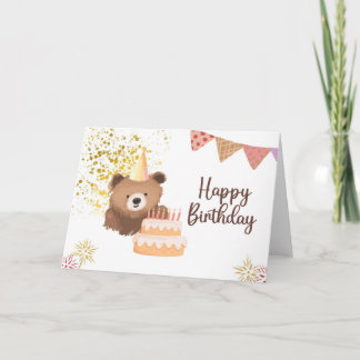 Cute Teddy Bear Happy Birthday Card カード