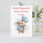 cute teddy bear happy birthday card for kids (スタンド正面)