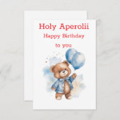 cute teddy bear happy birthday card for kids (正面/裏面)