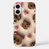 Cute Teddy Bear Heart iPhone Sticker Case-Mate iPhoneケース (裏面)