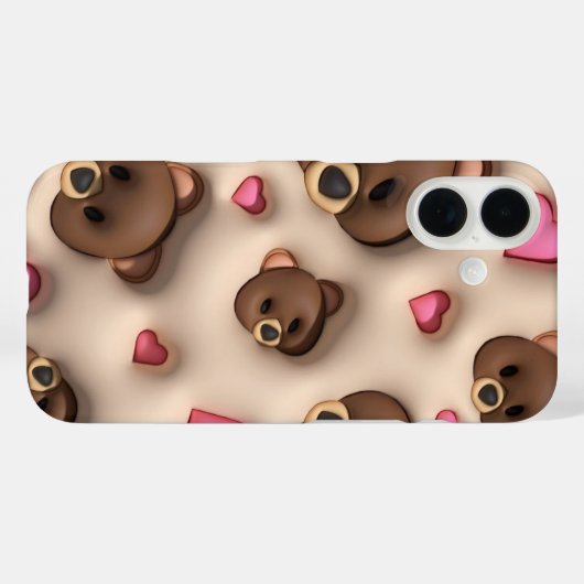 Cute Teddy Bear Heart iPhone Sticker Case-Mate iPhoneケース (裏面 (横))