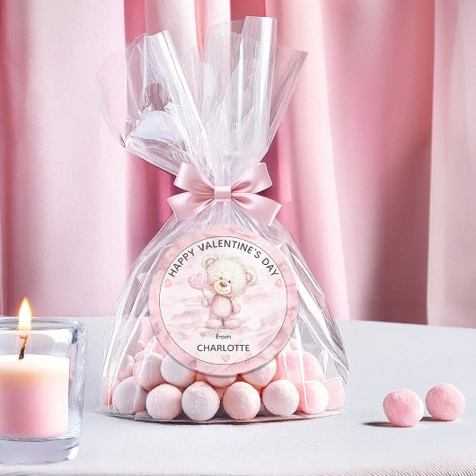 Cute Teddy Bear | Heart Pop Happy Valentines Day ラウンドシール