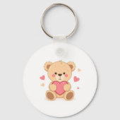 Cute Teddy Bear Holding Heart – Valentine Love Ill キーホルダー (裏面)
