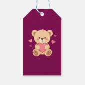 Cute Teddy Bear Holding Heart – Valentine Love Ill ギフトタグ (裏面)