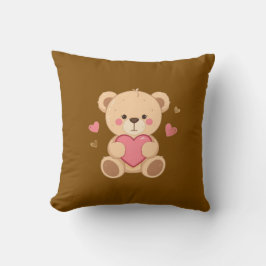 Cute Teddy Bear Holding Heart – Valentine Love Ill クッション