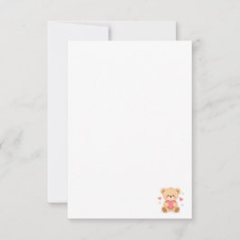 Cute Teddy Bear Holding Heart – Valentine Love Ill サンキューカード