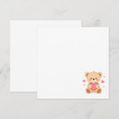 Cute Teddy Bear Holding Heart – Valentine Love Ill 招待状 (正面/裏面)