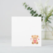 Cute Teddy Bear Holding Heart – Valentine Love Ill 招待状 (スタンド正面)