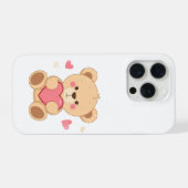Cute Teddy Bear Holding Heart – Valentine Love Ill iPhoneケース (裏面横)
