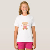 Cute Teddy Bear Holding Heart – Valentine Love Ill Tシャツ (正面フル)