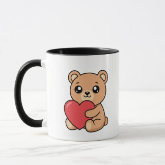 Cute Teddy Bear Holding Red Heart Mug マグカップ
