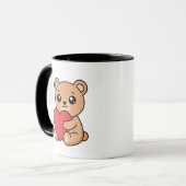 Cute Teddy Bear Holding Red Heart Mug マグカップ (正面左)